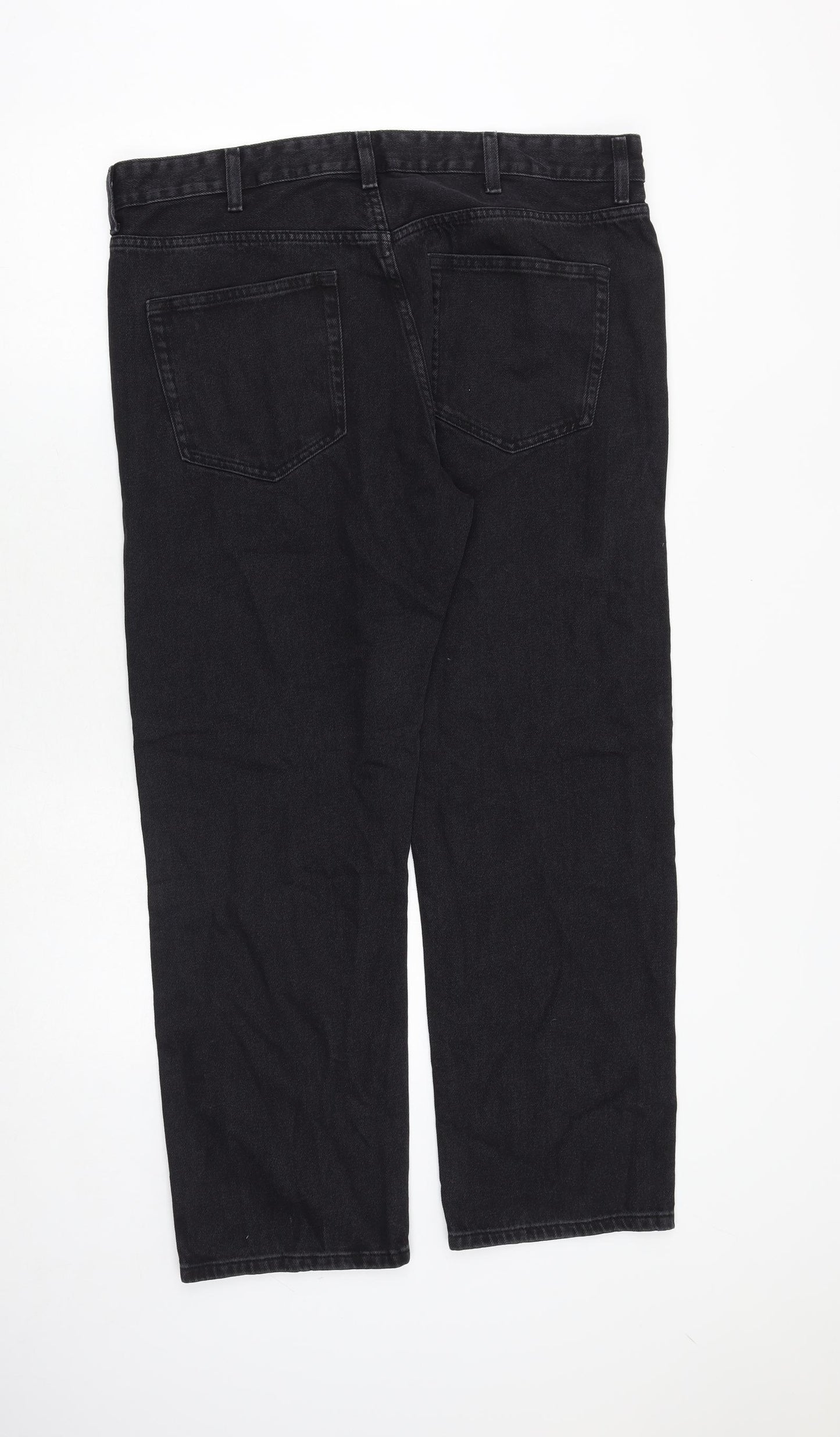 Marks and Spencer Womens Black Cotton Straight Jeans Size 38 in L29 in Regular Zip