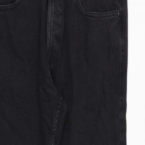 Marks and Spencer Womens Black Cotton Straight Jeans Size 38 in L29 in Regular Zip