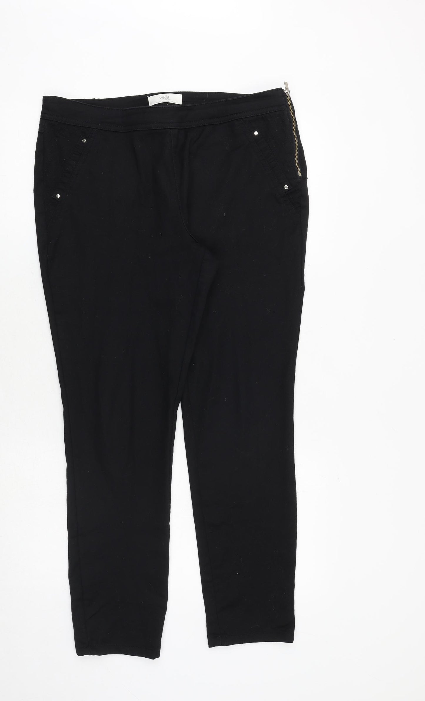 Wallis Womens Black Cotton Jegging Jeans Size 14 Regular Zip