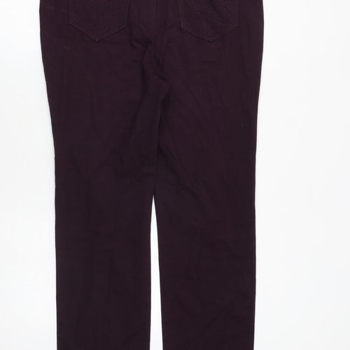 Marks and Spencer Womens Purple Cotton Straight Jeans Size 14 Regular Zip