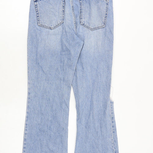 H&M Womens Blue Cotton Straight Jeans Size 8 Regular Button