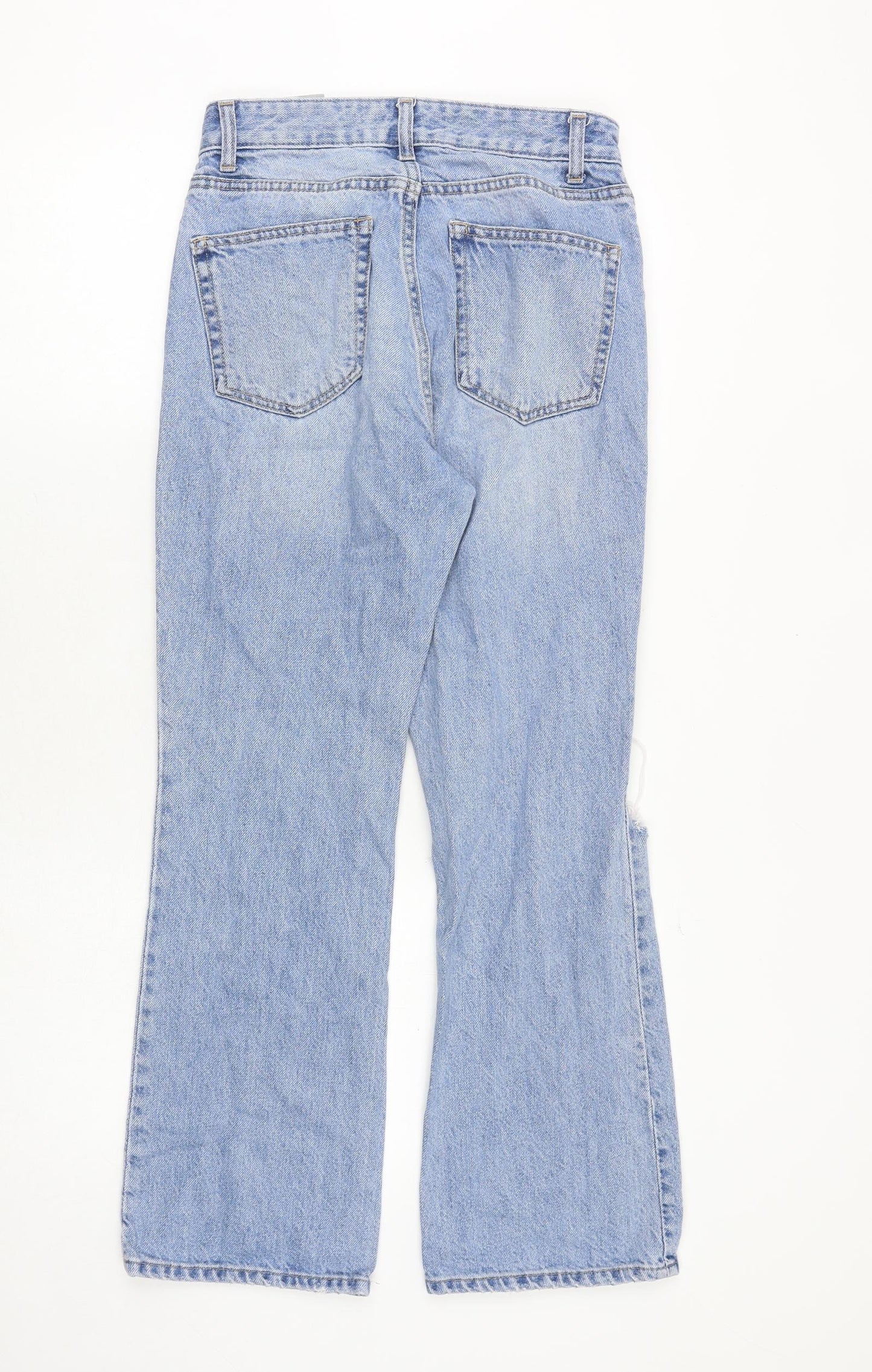 H&M Womens Blue Cotton Straight Jeans Size 8 Regular Button