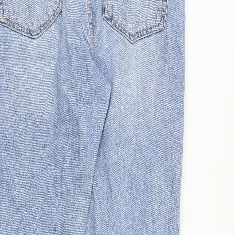 H&M Womens Blue Cotton Straight Jeans Size 8 Regular Button