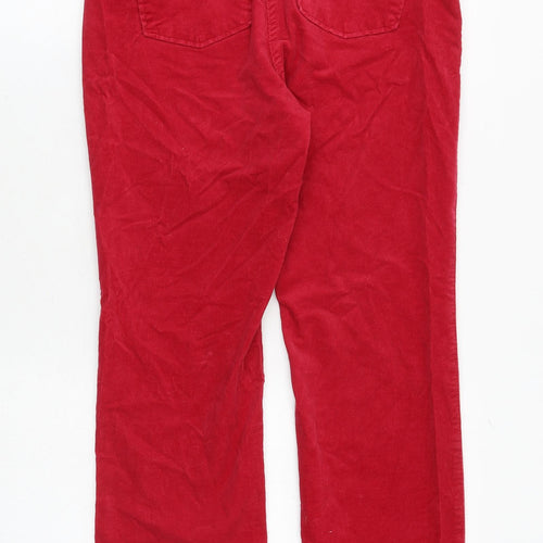 Marks and Spencer Womens Red Cotton Trousers Size 10 Regular Zip