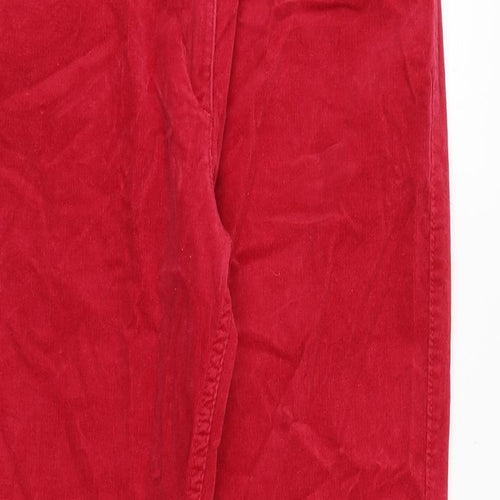 Marks and Spencer Womens Red Cotton Trousers Size 10 Regular Zip