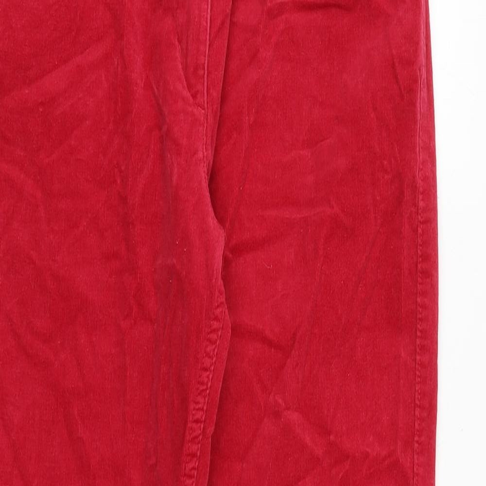Marks and Spencer Womens Red Cotton Trousers Size 10 Regular Zip