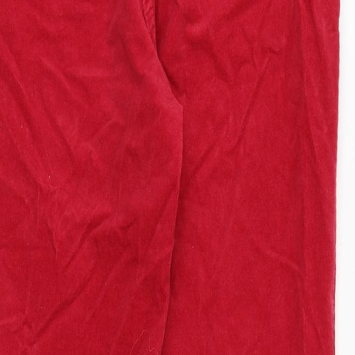 Marks and Spencer Womens Red Cotton Trousers Size 10 Regular Zip