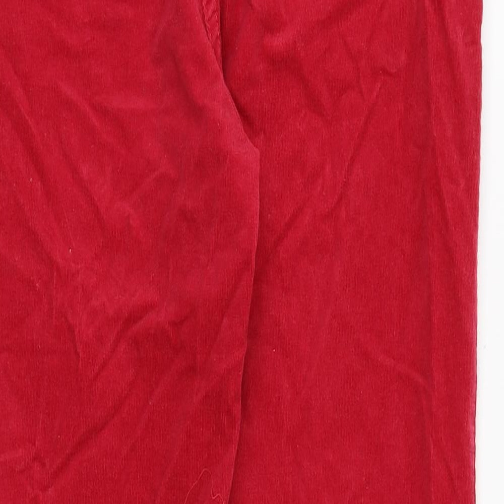Marks and Spencer Womens Red Cotton Trousers Size 10 Regular Zip