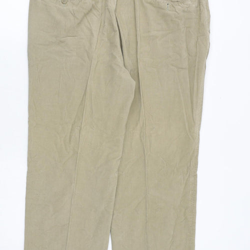 Marks and Spencer Mens Beige Cotton Trousers Size 40 in Regular Zip
