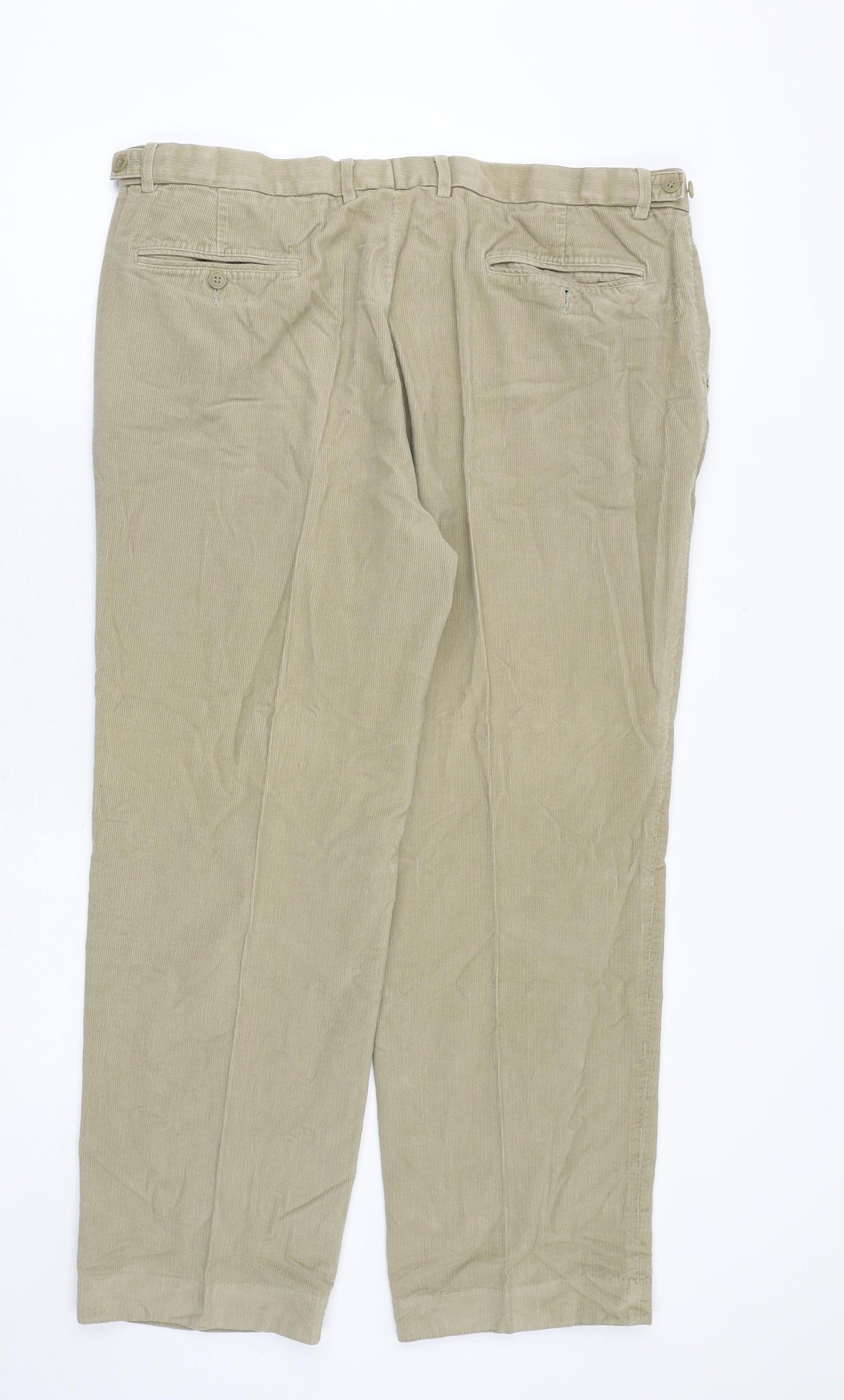 Marks and Spencer Mens Beige Cotton Trousers Size 40 in Regular Zip