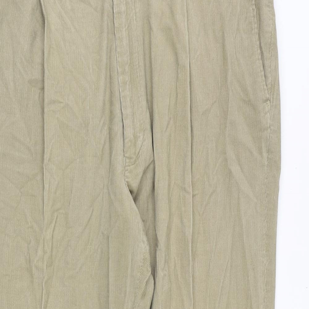 Marks and Spencer Mens Beige Cotton Trousers Size 40 in Regular Zip