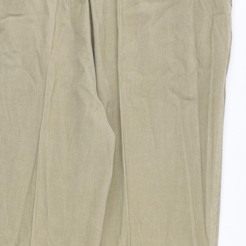 Marks and Spencer Mens Beige Cotton Trousers Size 40 in Regular Zip