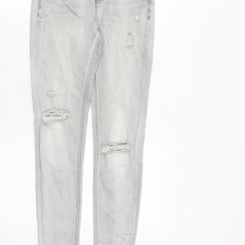 Stradivarius Womens Grey Cotton Skinny Jeans Size 6 Slim Zip