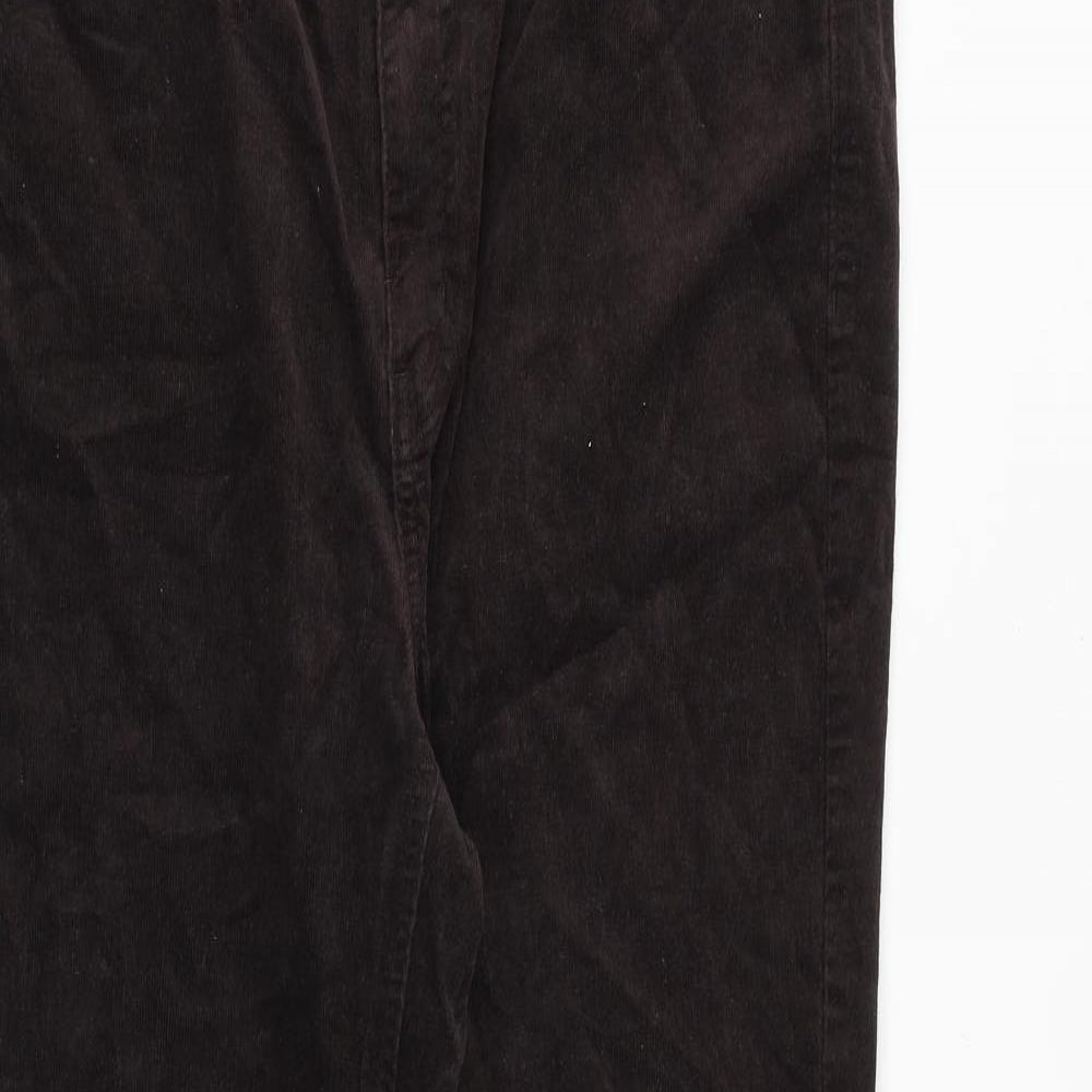 Marks and Spencer Womens Brown Cotton Trousers Size 16 Regular Zip