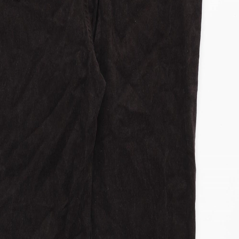 Marks and Spencer Womens Brown Cotton Trousers Size 16 Regular Zip