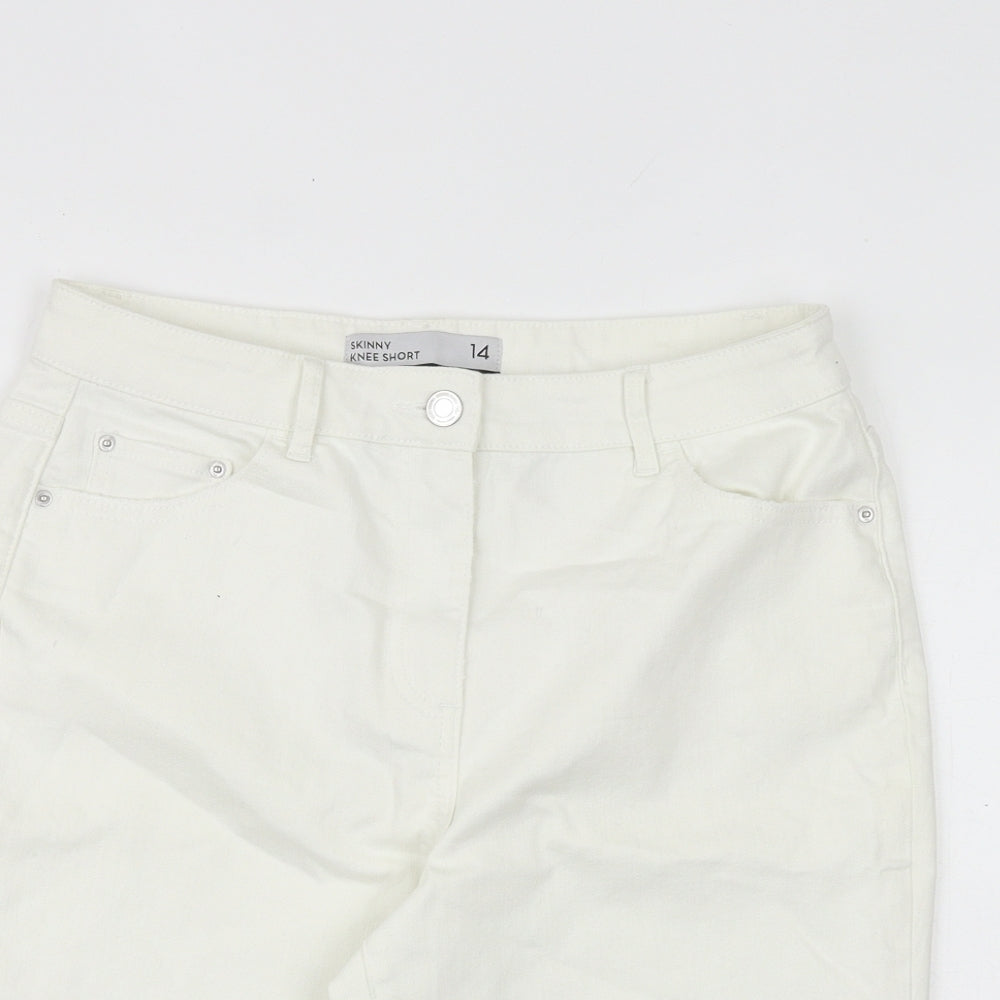NEXT Womens White Cotton Skimmer Shorts Size 14 Slim Zip