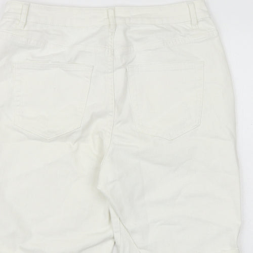 NEXT Womens White Cotton Skimmer Shorts Size 14 Slim Zip