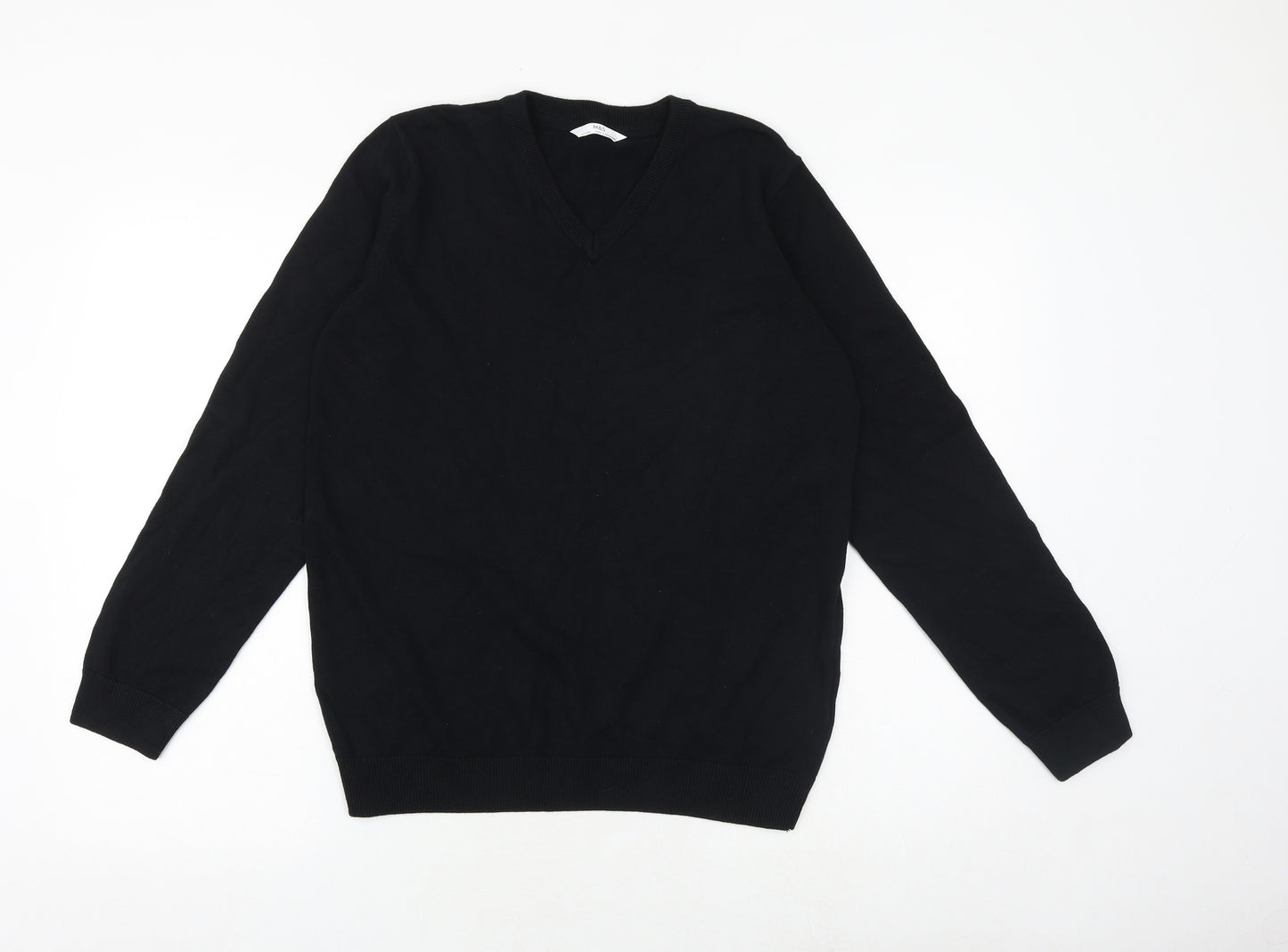 Marks and Spencer Boys Black Round Neck 100% Cotton Pullover Jumper Size 14-15 Years Pullover