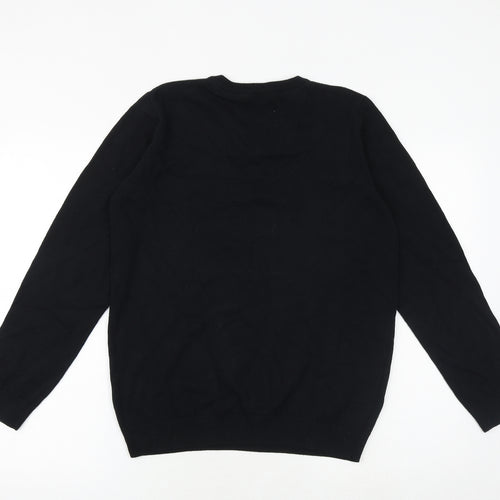 Marks and Spencer Boys Black Round Neck 100% Cotton Pullover Jumper Size 14-15 Years Pullover