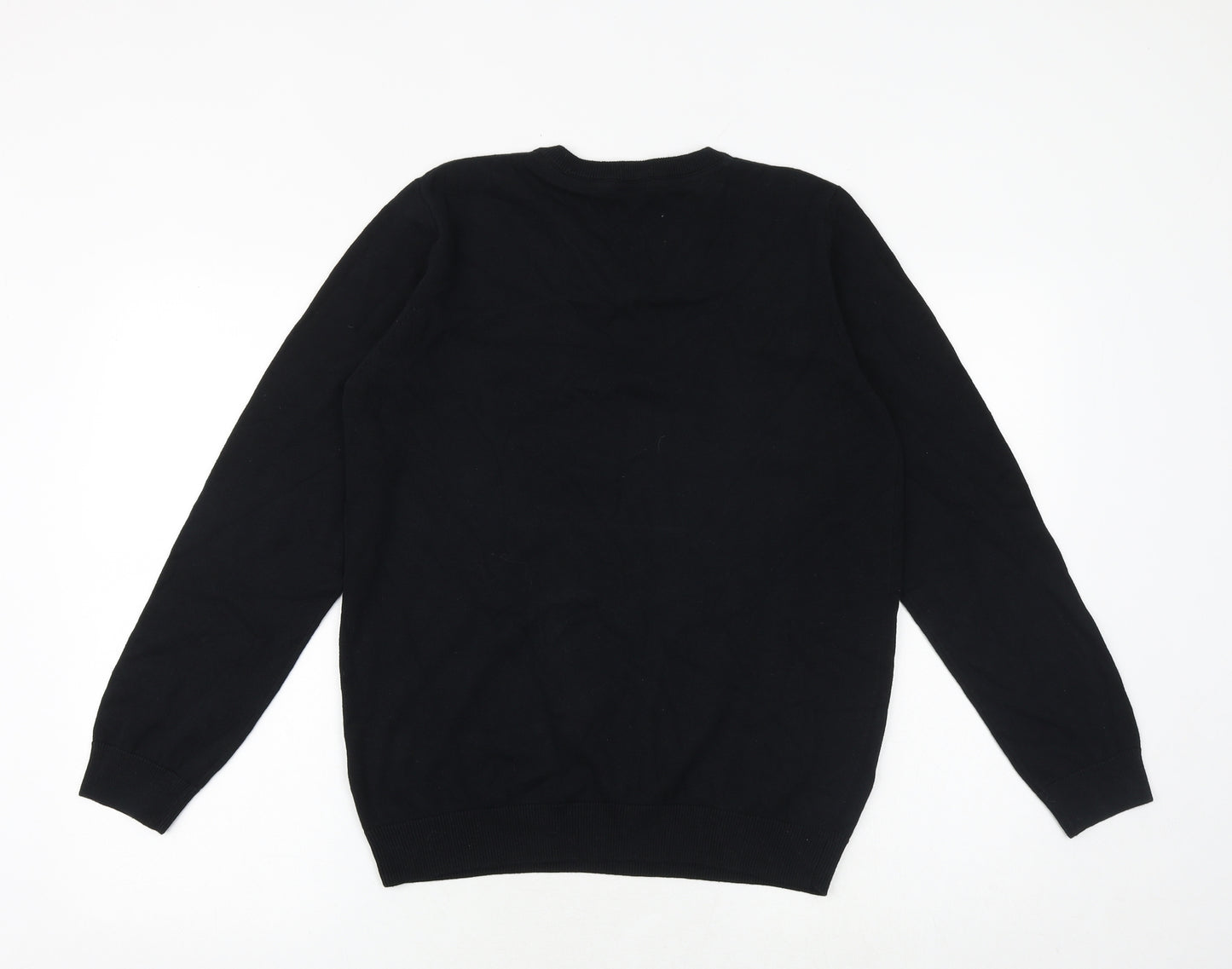 Marks and Spencer Boys Black Round Neck 100% Cotton Pullover Jumper Size 14-15 Years Pullover