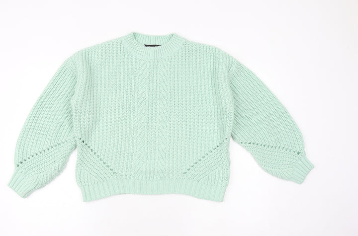 Dorothy Perkins Womens Green Round Neck Acrylic Pullover Jumper Size S