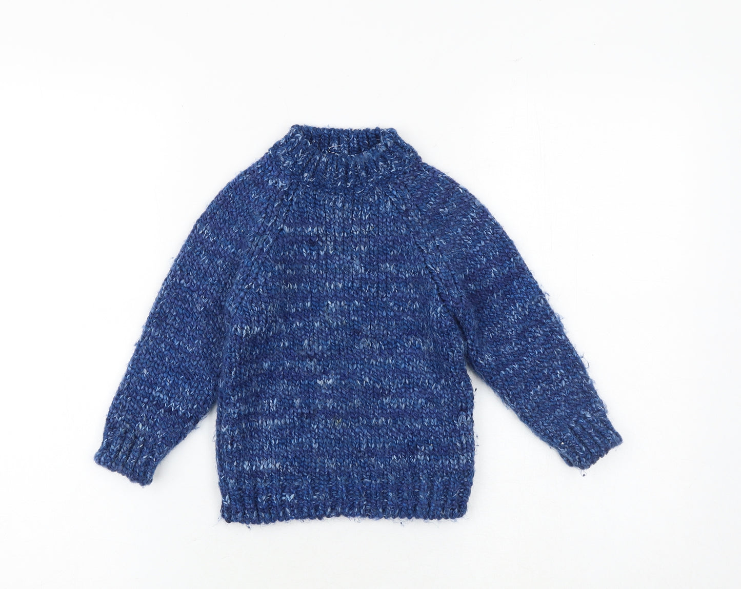 Zara Boys Blue Mock Neck Geometric Acrylic Pullover Jumper Size 2-3 Years Pullover