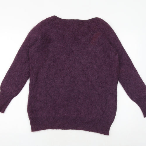 Marks and Spencer Womens Purple V-Neck Polyamide Pullover Jumper Size 16
