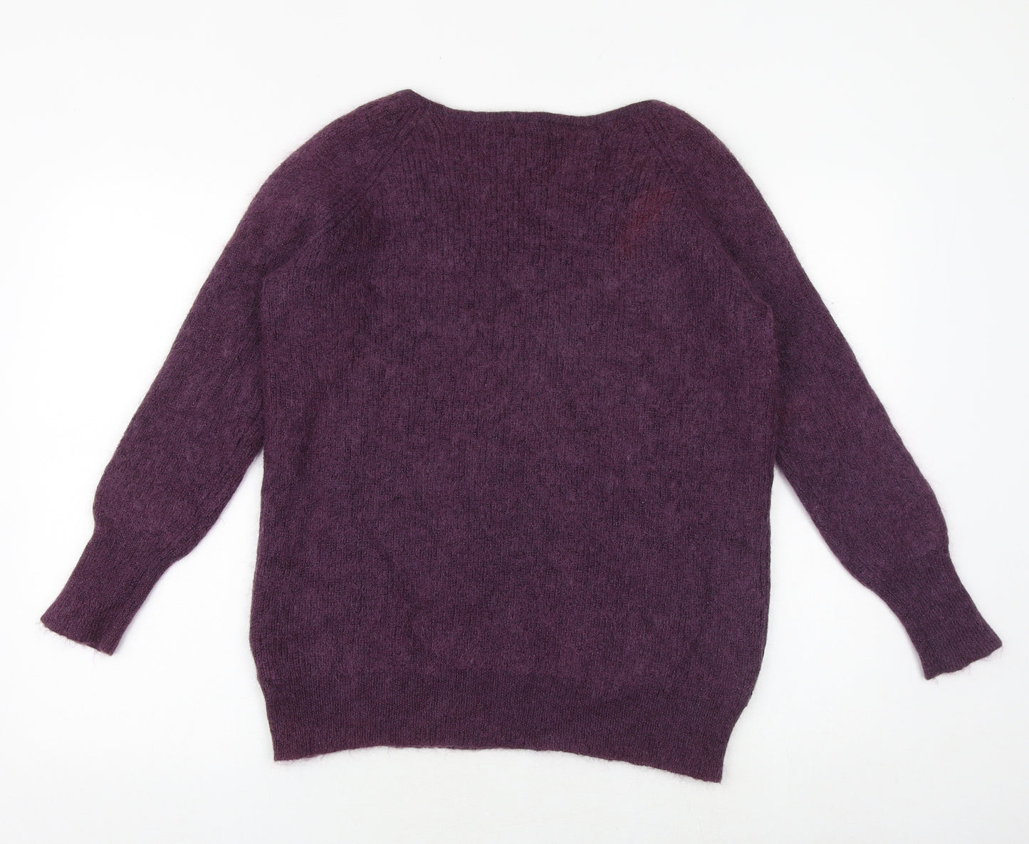 Marks and Spencer Womens Purple V-Neck Polyamide Pullover Jumper Size 16