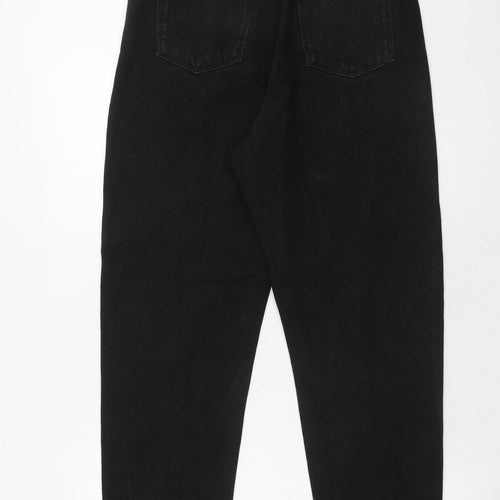 Zara Womens Black Cotton Mom Jeans Size 10 Regular Zip