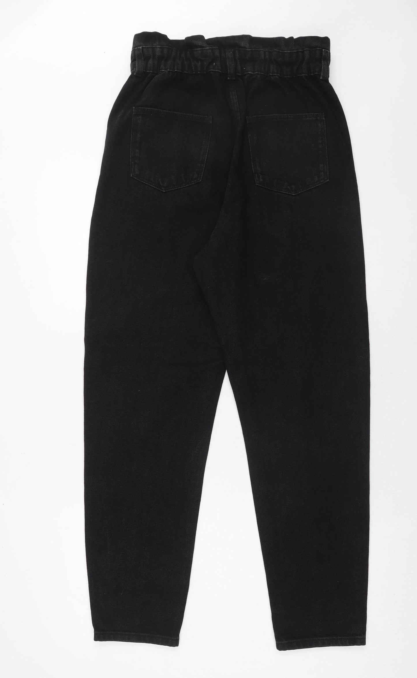 Zara Womens Black Cotton Mom Jeans Size 10 Regular Zip