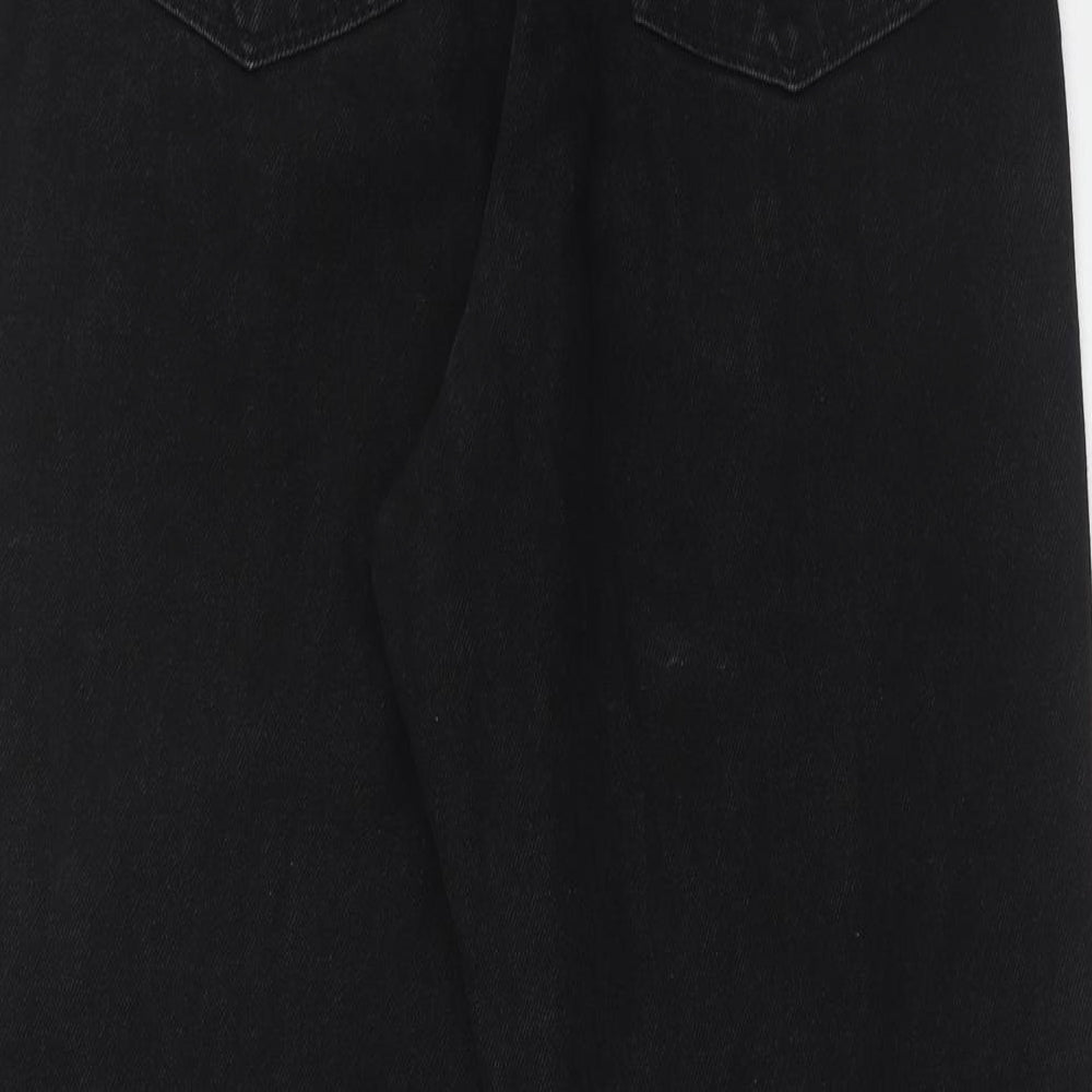 Zara Womens Black Cotton Mom Jeans Size 10 Regular Zip