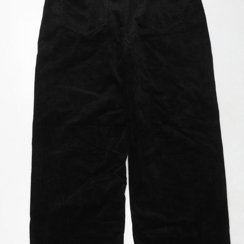 Marks and Spencer Womens Black Cotton Trousers Size 14 Regular Zip
