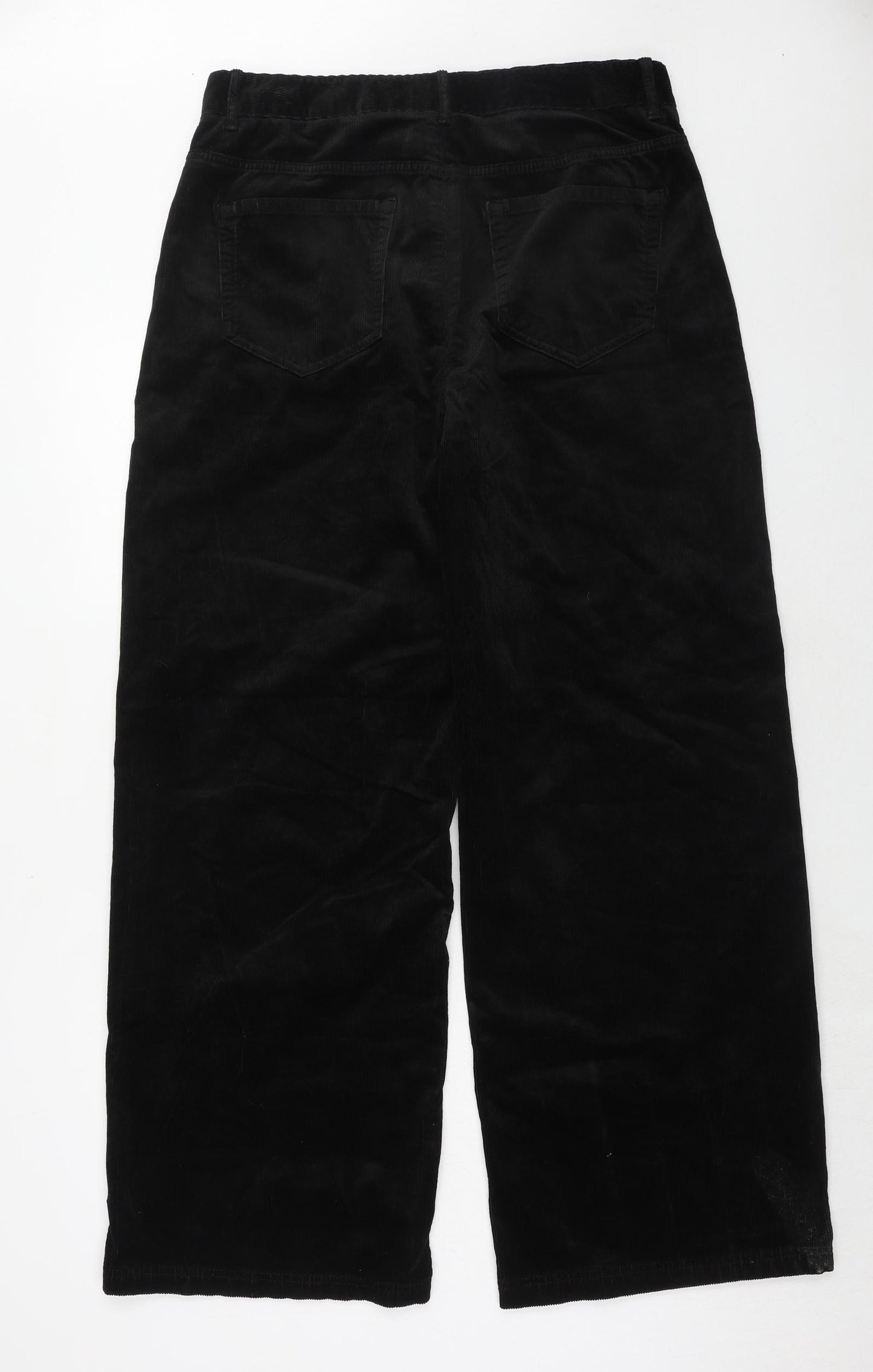 Marks and Spencer Womens Black Cotton Trousers Size 14 Regular Zip