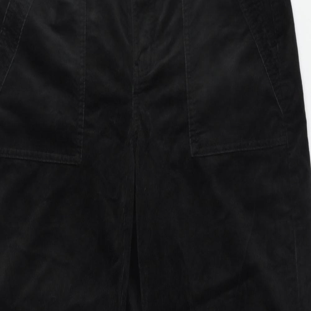 Marks and Spencer Womens Black Cotton Trousers Size 14 Regular Zip