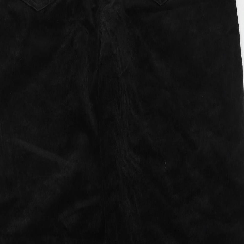 Marks and Spencer Womens Black Cotton Trousers Size 14 Regular Zip