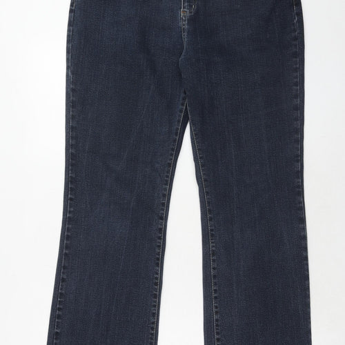 Per Una Womens Blue Cotton Straight Jeans Size 16 Regular Zip