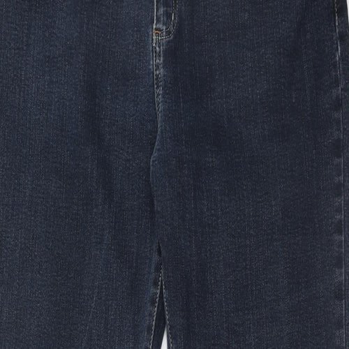 Per Una Womens Blue Cotton Straight Jeans Size 16 Regular Zip