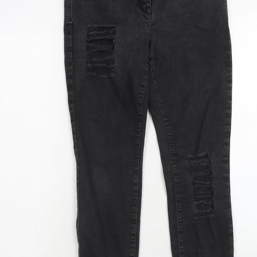NEXT Womens Black Cotton Skinny Jeans Size 12 Regular Zip