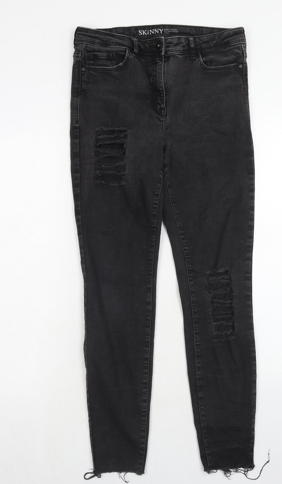 NEXT Womens Black Cotton Skinny Jeans Size 12 Regular Zip