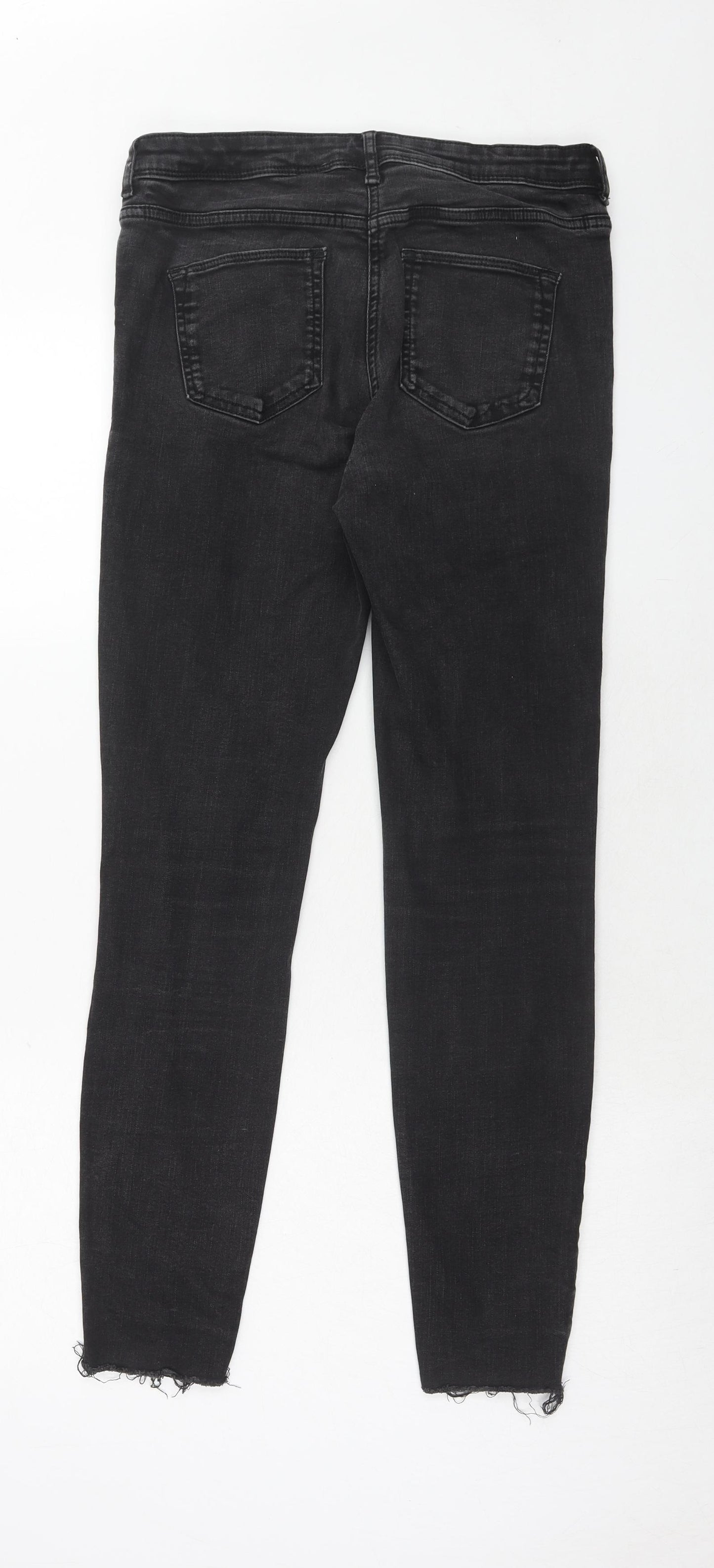 NEXT Womens Black Cotton Skinny Jeans Size 12 Regular Zip