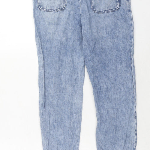 NEXT Girls Blue Cotton Boyfriend Jeans Size 10 Years Regular Drawstring