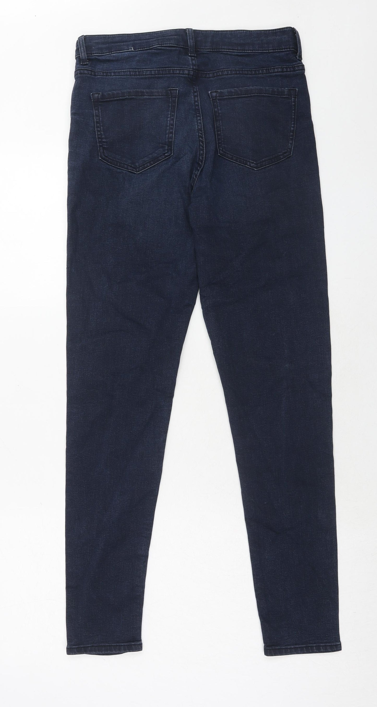 Marks and Spencer Womens Blue Cotton Skinny Jeans Size 10 Regular Zip