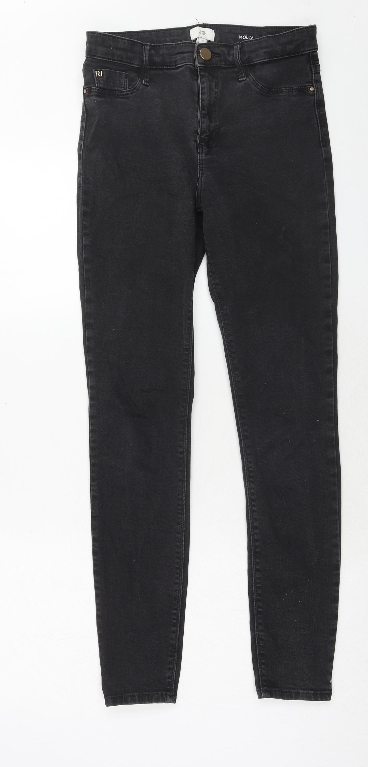 River Island Womens Black Cotton Skinny Jeans Size 10 Regular Zip