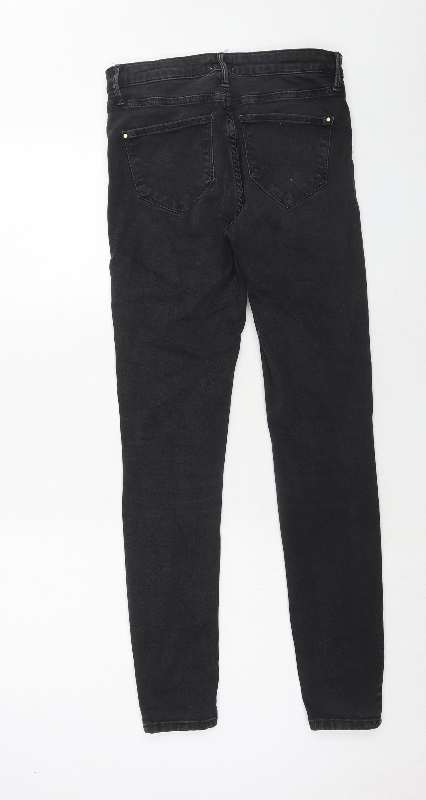 River Island Womens Black Cotton Skinny Jeans Size 10 Regular Zip