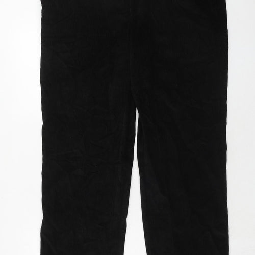 Marks and Spencer Mens Black Cotton Trousers Size 38 in L29 in Regular Zip