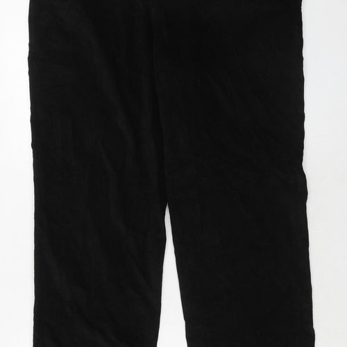 Marks and Spencer Mens Black Cotton Trousers Size 38 in L29 in Regular Zip