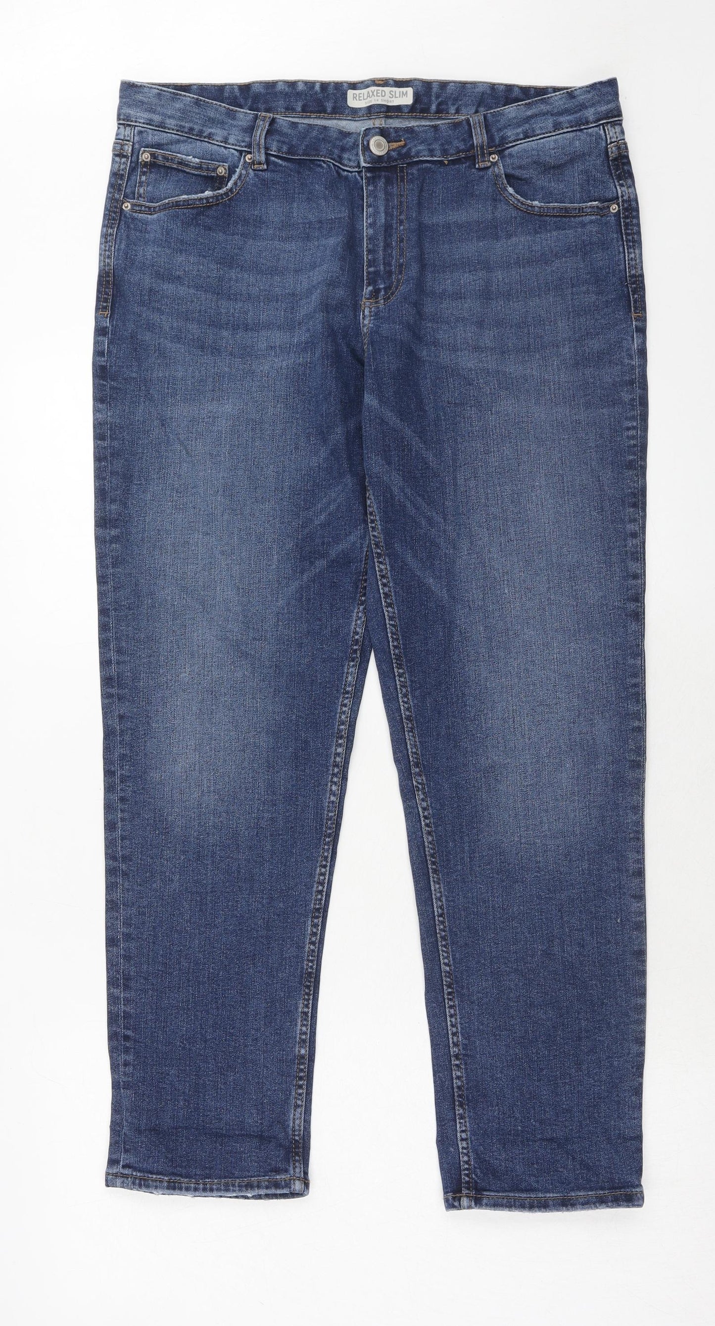 Marks and Spencer Womens Blue Cotton Skinny Jeans Size 14 Slim Zip