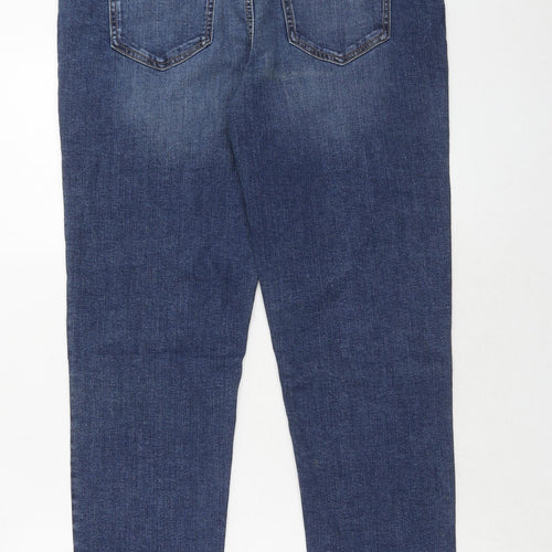 Marks and Spencer Womens Blue Cotton Skinny Jeans Size 14 Slim Zip