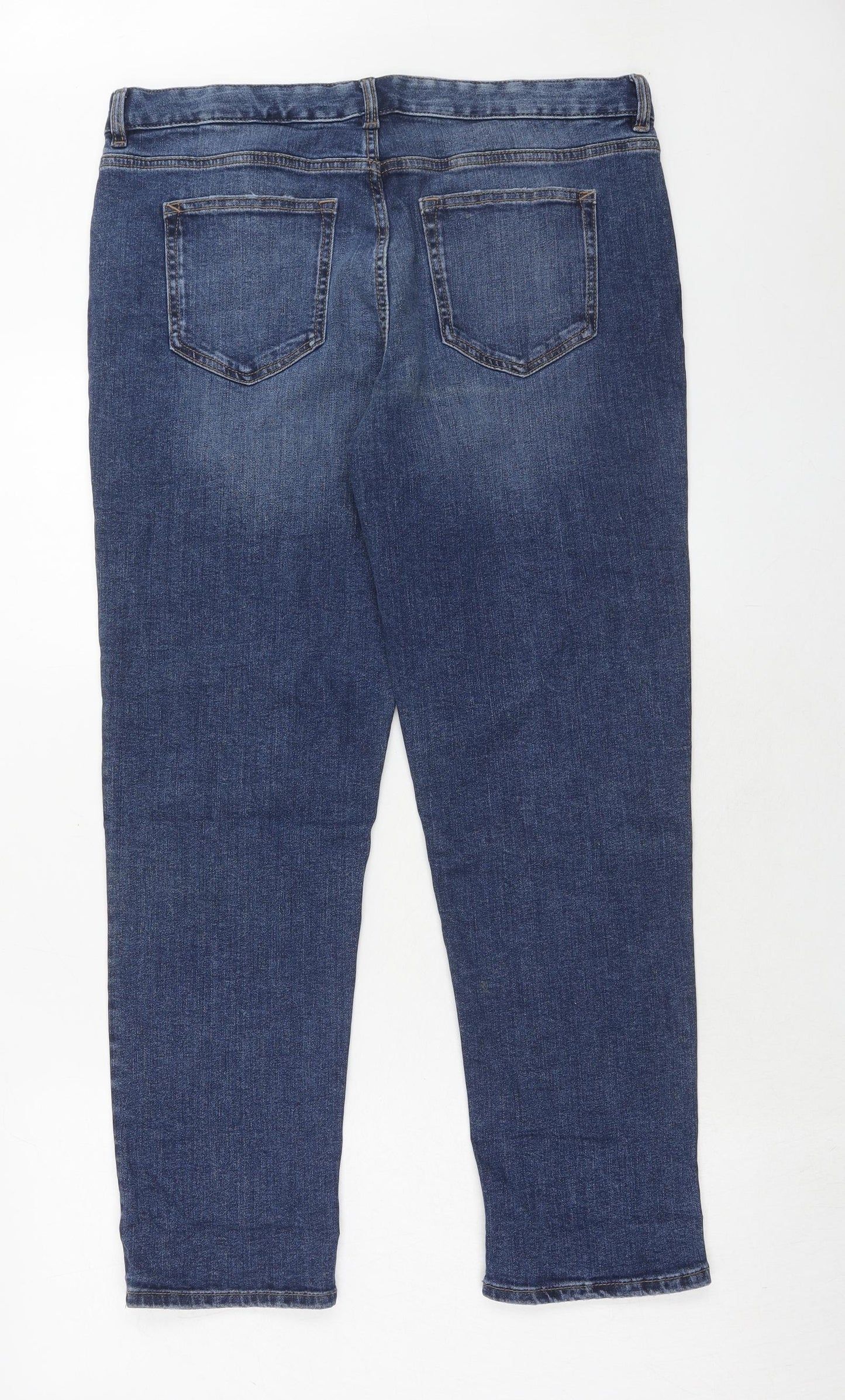 Marks and Spencer Womens Blue Cotton Skinny Jeans Size 14 Slim Zip