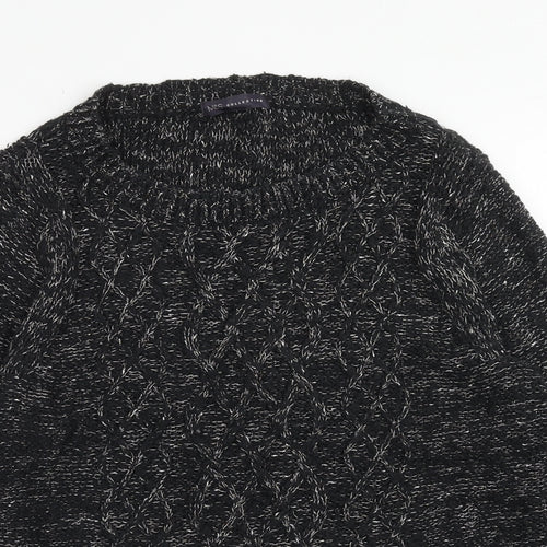 Marks and Spencer Womens Black Round Neck Cotton Pullover Jumper Size 10